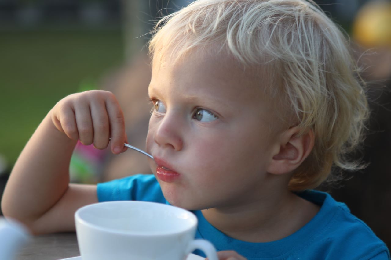 John John drinking his 10th daily cup of sugary tea